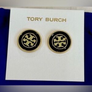 Tory Burch Black and Gold Stud Earrings